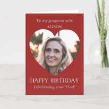 Romantic Photo Birthday Card Wife | 52nd or No Age