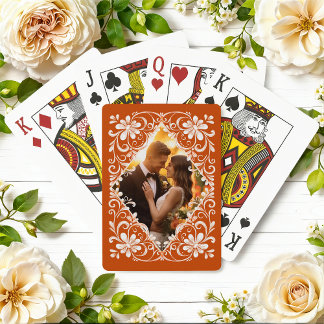 Romantic Photo Burnt Orange Playing Cards