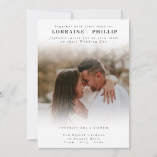 Romantic photo classic gradient wedding invitation