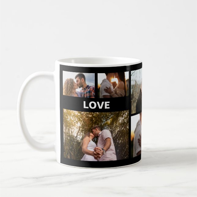 Romantic Photo Collage Gift for Couples Coffee Mug (Left)