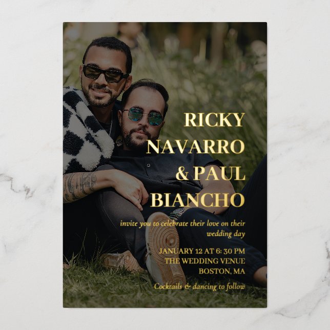 Romantic Photo & Gold Foil Fonts Wedding (Front)