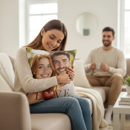 Romantic Photo Love Heart Valentine Couple Throw  Cushion