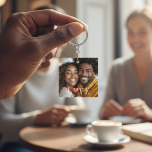 Romantic Photo LOVE Heart White Accessory Key Ring