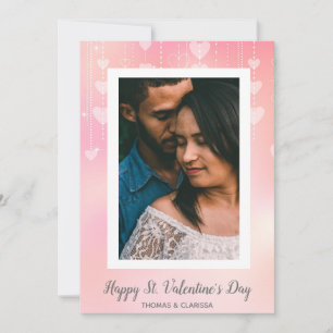 Romantic Photo Pink Heart Happy Valentine's Day Holiday Card