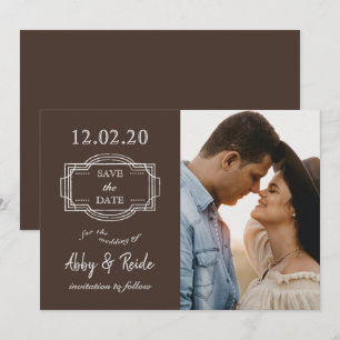 Romantic Photo Rustic Brown Save The Date