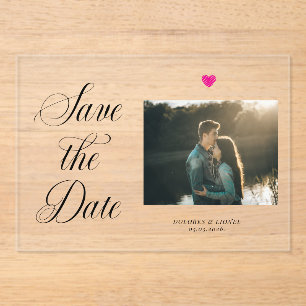 Romantic Photo Save the Date Acrylic Invitations