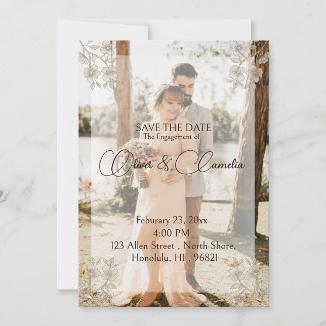Romantic Photo Save The Date Engagement/Wedding (Front)