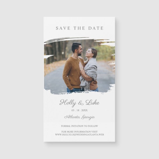 Romantic Photo & Simulated Brush for Save the Date (Front)