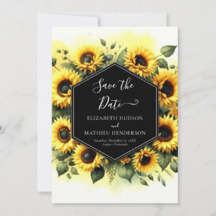 Romantic Photo Sunflower Wedding Save The Date