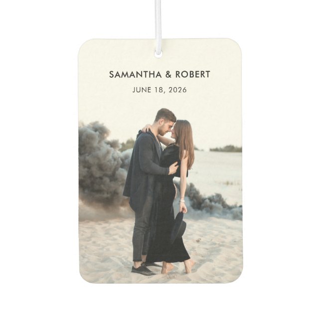 Romantic Photo Wedding Anniversary Save the Date Car Air Freshener (Front)