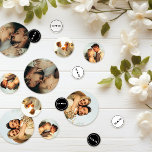 Romantic Photos - Heart & Monogram Confetti<br><div class="desc">Romantic table confetti for wedding or engagement parties personalised with photos of the happy couple,  and your initials with a heart in black and white.</div>