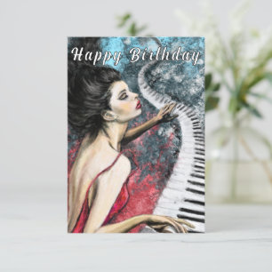 Romantic Piano Music Birthday Card