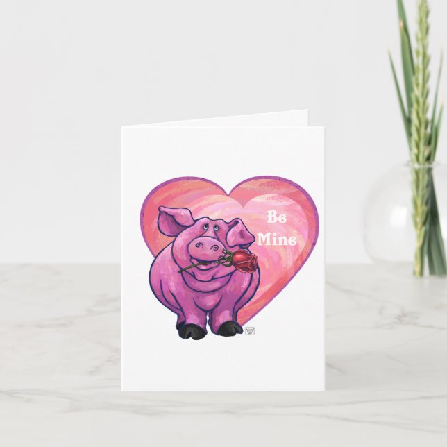 Romantic Pig Valentine's Day Holiday Card (Front)