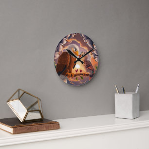 Romantic Pigeon Sweet Love Birds Decor for Home Round Clock