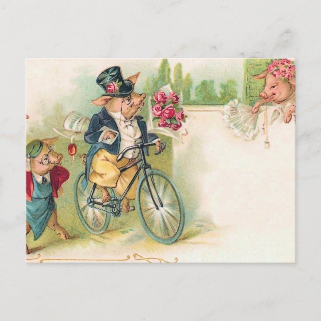 Romantic Pigs Postcard (Front)