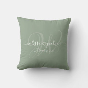 Romantic Pillow with Names, Initial, and Date