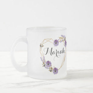 Romantic pink abstract garden and butterfly frosted glass coffee mug