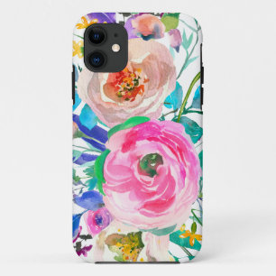 Romantic Pink And Beige Flowers iPhone 11 Case