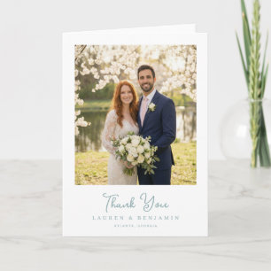 Romantic Pink and Blue Photo Thank You Card