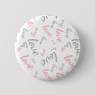 Romantic Pink and Grey Love Script Cursive 6 Cm Round Badge