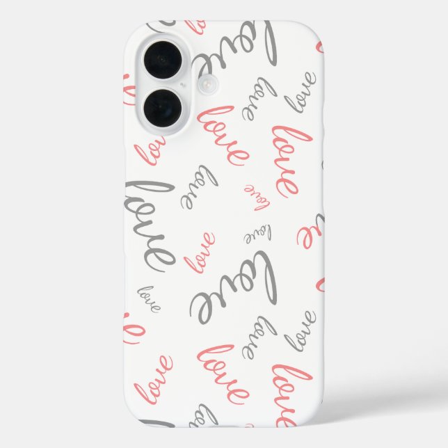Romantic Pink and Grey Love Script Cursive Case-Mate iPhone Case (Back)