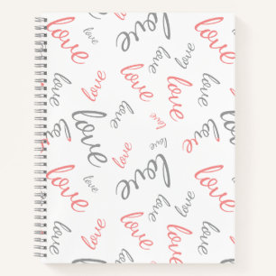 Romantic Pink and Grey Love Script Cursive Notebook