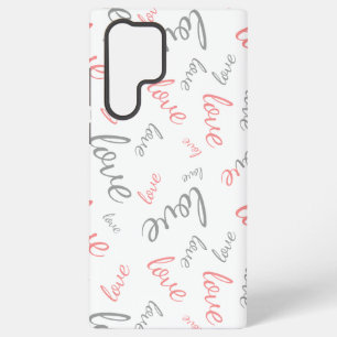 Romantic Pink and Grey Love Script Cursive Samsung Galaxy Case