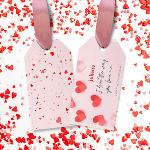 Romantic Pink and Red Heart Valentine's Day Gift Tags