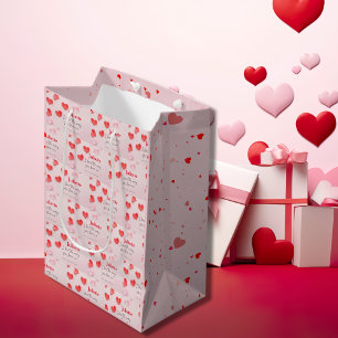 Romantic Pink and Red Heart Valentine's Day Medium Gift Bag