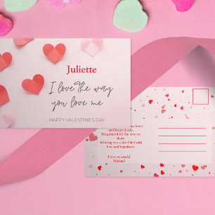 Romantic Pink and Red Heart Valentine's Day Postcard