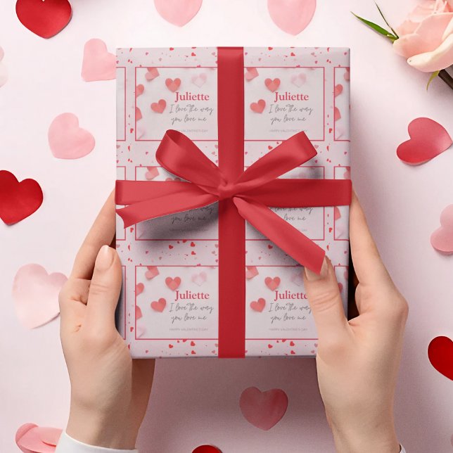 Romantic Pink and Red Heart Valentine's Day Wrapping Paper (Romantic Pink and Red Heart Valentine's Day Wrapping Paper)
