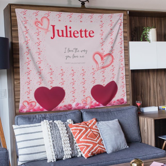 Romantic Pink and Red Heart Valentine's Tapestry (Romantic Pink and Red Heart Valentine's Tapestry)