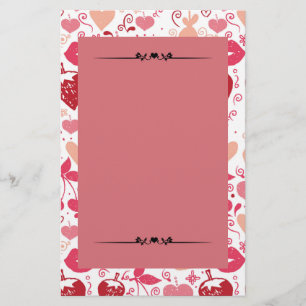 Romantic Pink and Red Hearts Stationery