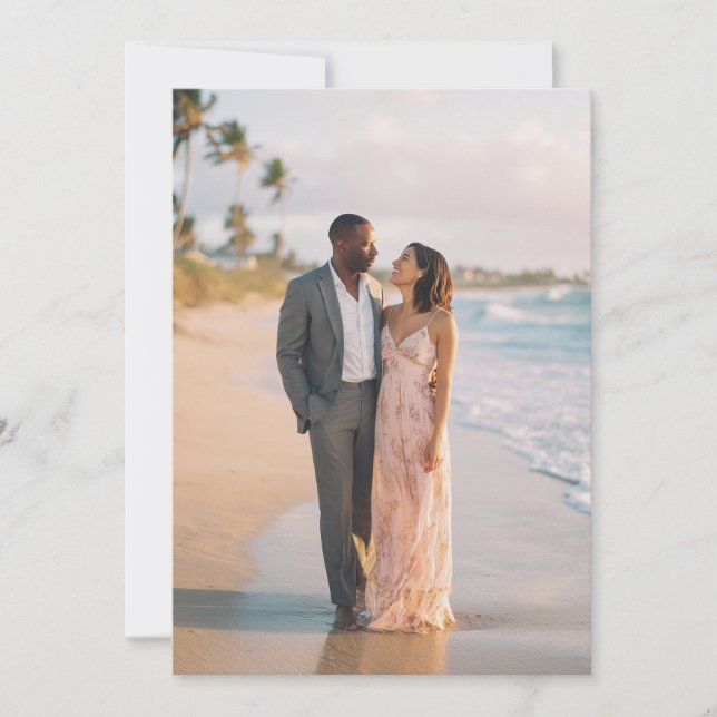 Romantic Pink Beach Photo Invitation (Front)