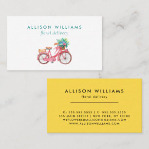 Romantic Pink Bike Floral delivery Flowers   Business Card