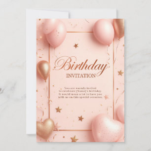 Romantic Pink Birthday Invitation