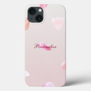 Romantic Pink Blush Rose Petal Floral iPhone 13 Case