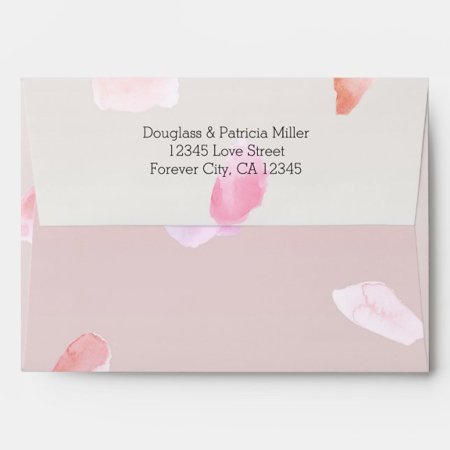 Romantic Pink Blush Rose Petal Floral Envelope (Back (Top Flap))