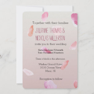 Romantic Pink Blush Rose Petal Floral Invitation