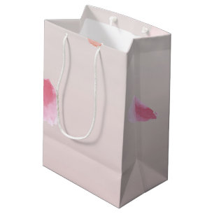 Romantic Pink Blush Rose Petal Floral Medium Gift Bag