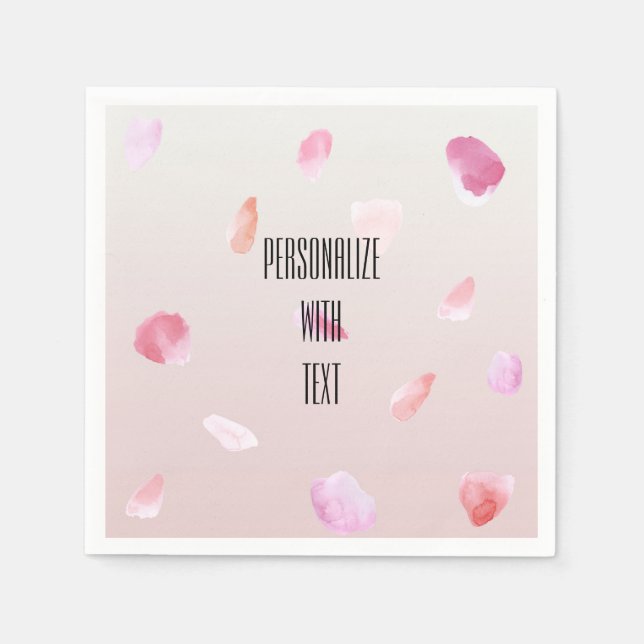 Romantic Pink Blush Rose Petal Floral Napkin (Front)