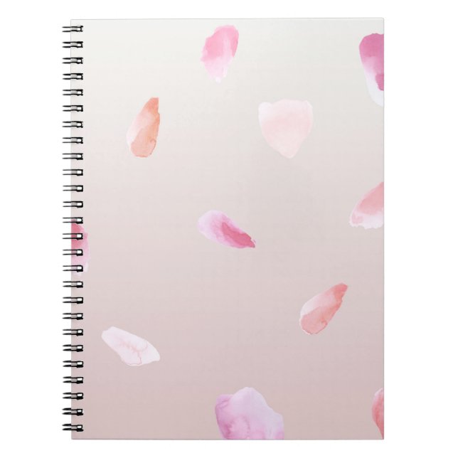 Romantic Pink Blush Rose Petal Floral Notebook (Front)