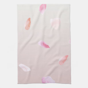 Romantic Pink Blush Rose Petal Floral Tea Towel