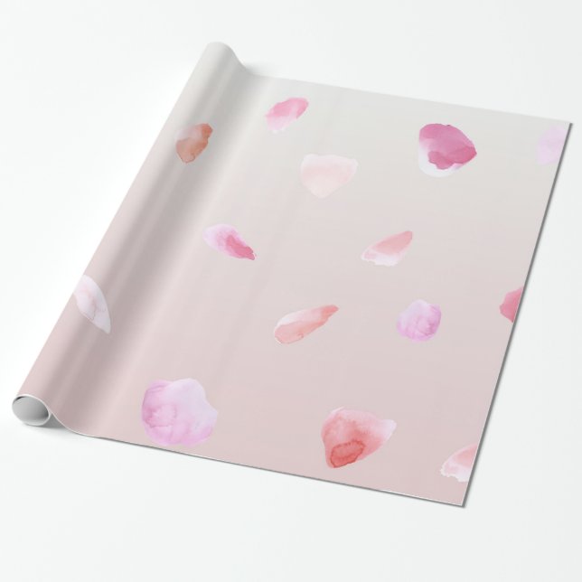 Romantic Pink Blush Rose Petal Floral Wrapping Paper (Unrolled)