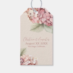 Romantic Pink & Blush Watercolor Hydrangea Flowers Gift Tags