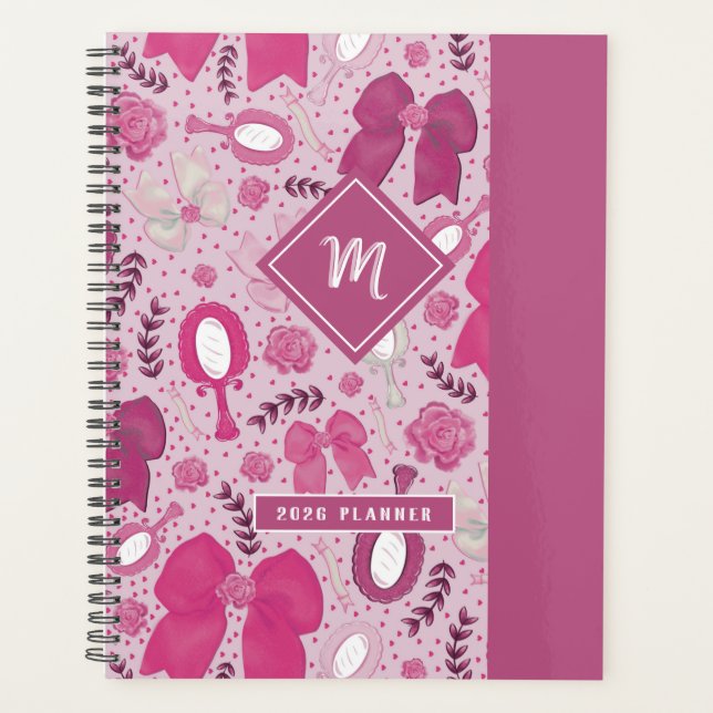 Romantic Pink Bows and Roses Planner (Front)