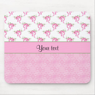 Romantic Pink Bows & Pretty Pink Damask Mouse Mat