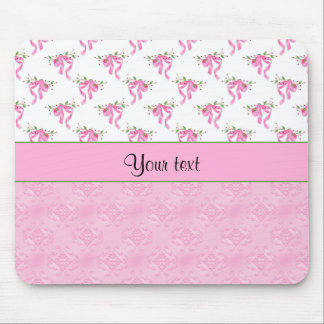 Romantic Pink Bows & Pretty Pink Damask Mouse Mat