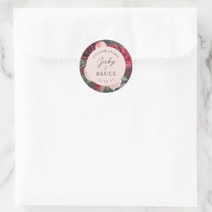 Romantic Pink Bridal Bouquet Personalised Classic Round Sticker