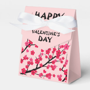 romantic pink cherry blossom favour box